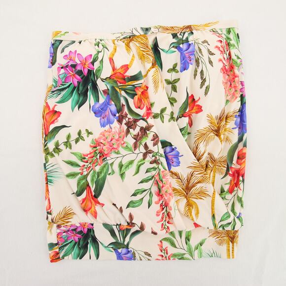 Alex Marie Tankini Top Cream Tropical Floral Blouson Multicolor Strapless Wrap S - Picture 2 of 13